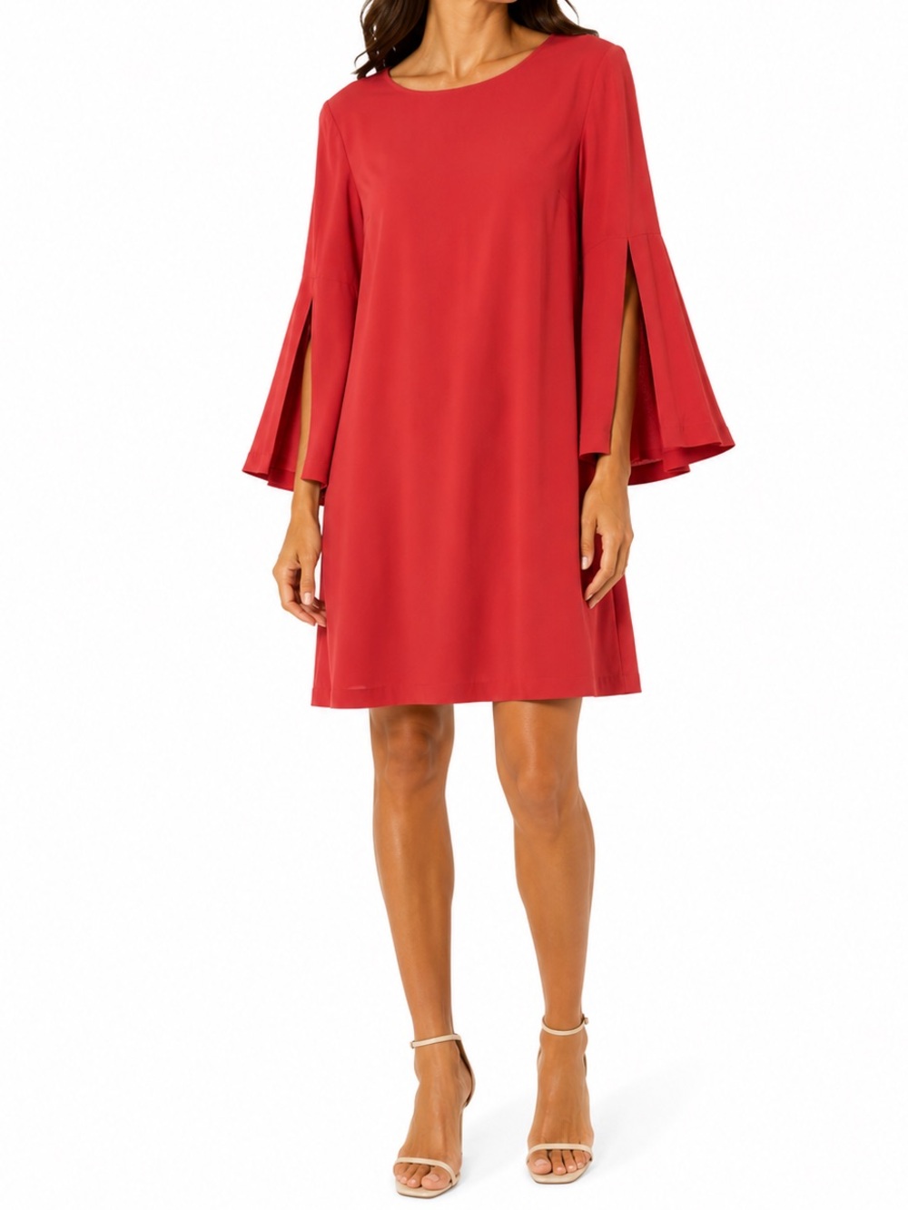 Jacques Vert NWT Split Bell Sleeve Shift Dress Sz 12 Minimalist Wedding Fall